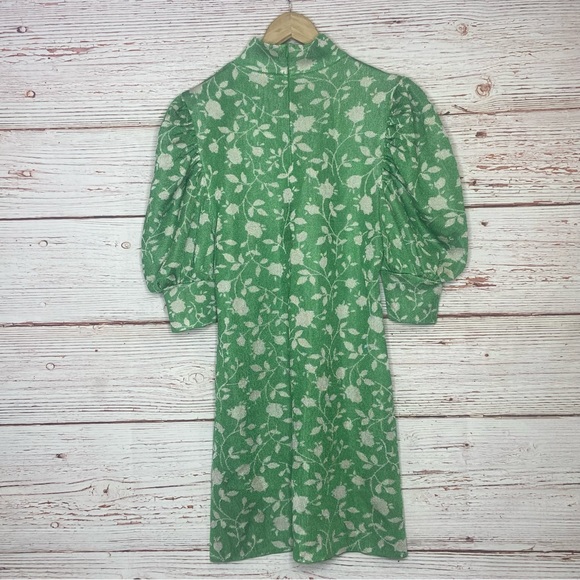 NWT Zara Green Floral Jacquard Dress Sz L - Picture 10 of 16